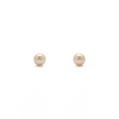 Freshwater Pearl Stud Earrings (Silver) front - Lucky Diamond - New York
