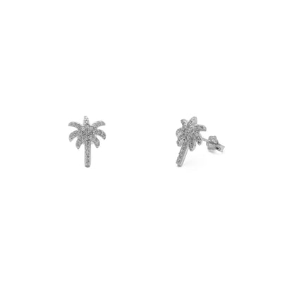 Iced-Out Palm Tree Stud Earrings (Silver) main - Lucky Diamond - New York