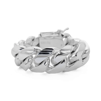 Solid Miami Cuban Bracelet (Silver) front - Lucky Diamond - New York