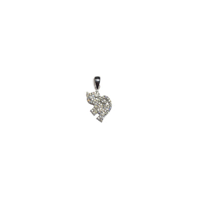 Cat Silhouette Iced-Out Pendant (Silver) front - Lucky Diamond - New York