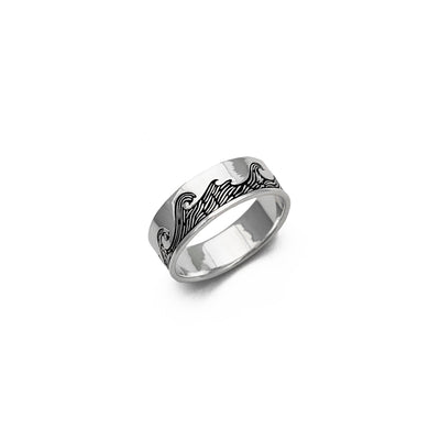 Great Wave Carved Band (Silver) diagonal - Lucky Diamond - New York