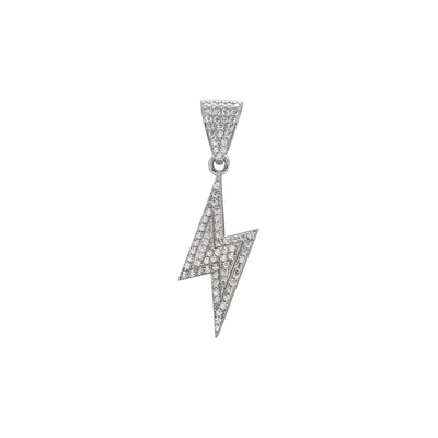 Iced-Out Lightning Bolt Pendant (Silver) front - Lucky Diamond - New York