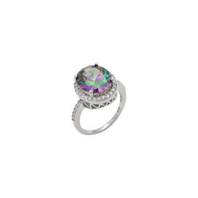 Mystic Fire Oval Cut Halo Ring (Silver) front - Lucky Diamond - New York