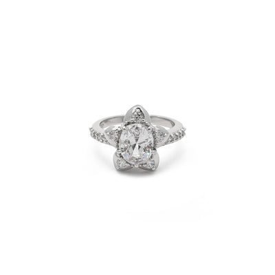 Starry Flower Oval Ring (Silver) front - Lucky Diamond - New York