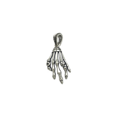 Antique-Finish Skeletal Hand Pendant (Silver) front - Lucky Diamond - New York
