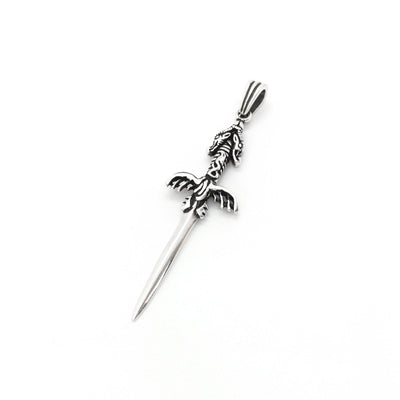 Antique-Finish Sword Pendant (Silver) front - Lucky Diamond - New York