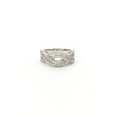 Double Twisted Vine CZ Ring (Silver) front - Lucky Diamond - New York
