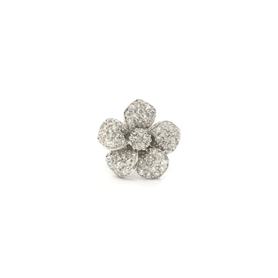 Five Petals Flower CZ Ring (Silver) front 1 - Lucky Diamond - New York