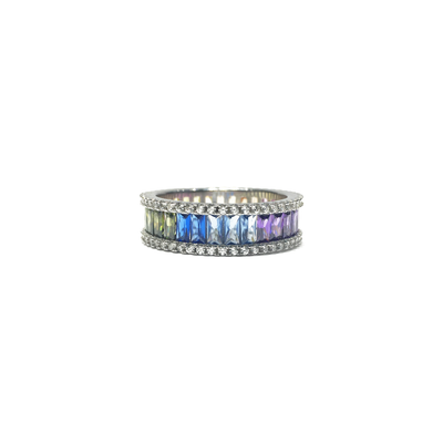 Multi-Color CZ Eternity Ring (Silver) front 1 - Lucky Diamond - New York