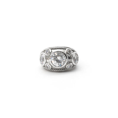Symmetric Round CZ Cocktail Ring (Silver) front - Lucky Diamond - New York
