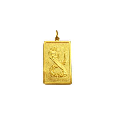 Auspicious Snake Chinese Zodiac Sign Bar Pendant (24K) front - Lucky Diamond - New York