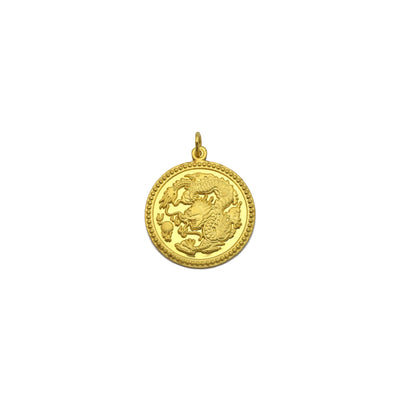 Dragon Zodiac Sign Happiness Medallion Pendant (24K) front - Lucky Diamond - New York