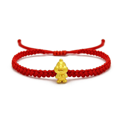 Little Rooster Chinese Zodiac Red String Bracelet (24K) front - Lucky Diamond - New York
