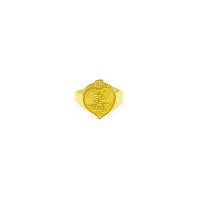 Longevity Chinese Character Signet Ring (24K) front - Lucky Diamond - New York
