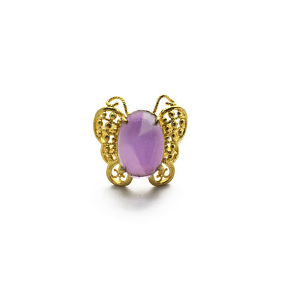 Cabochon Amethyst Butterfly Ring (24K) front - Lucky Diamond - New York