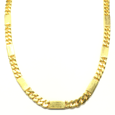 Rectangular Bar Figaro Solid Necklace (24K) front - Lucky Diamond - New York