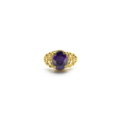 Purple Oval and Butterflies Ring (24K) front - Lucky Diamond - New York