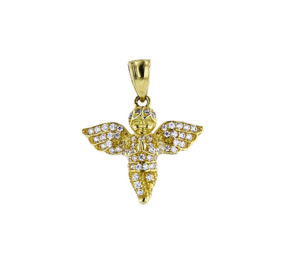 Yellow Gold Micropave Guardian Angel Pendant (14K) - Lucky Diamond
