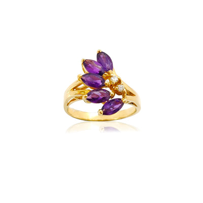 Amethyst Branched Ring (14K) Lucky Diamond New York
