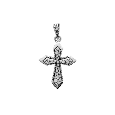 Antique-Finish Nugget Textured Cross Pendant (Silver) Lucky Diamond New York