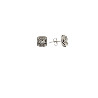 Diamond Blunt Square Earrings (10K) New York Lucky Diamond