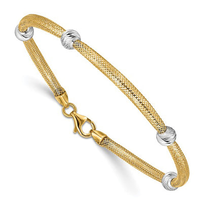Beads & Mesh Bracelet (14K) Lucky Diamond New York