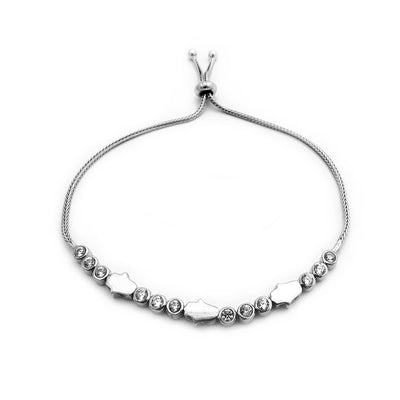 Hamsa & Bezel Adjustable Bracelet (Silver) Lucky Diamond New York