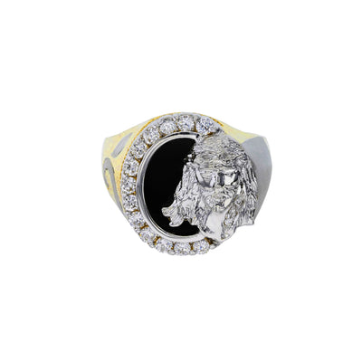 Black Onyx Jesus Head Ring (14K) Lucky Diamond New York