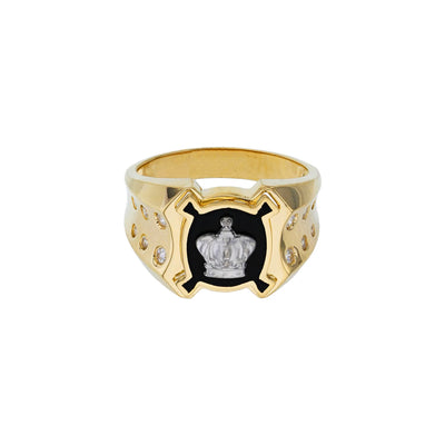 Black Onyx King's Crown Men's Ring (14K) Lucky Diamond New York