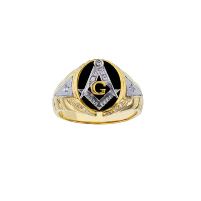Black Onyx Masonic North Star Ring (14K) Lucky Diamond New York