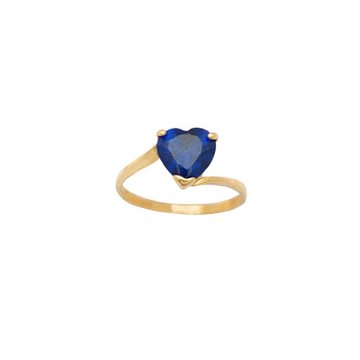 Blue Heart Shape Bypass Lady Ring (14K) Lucky Diamond New York
