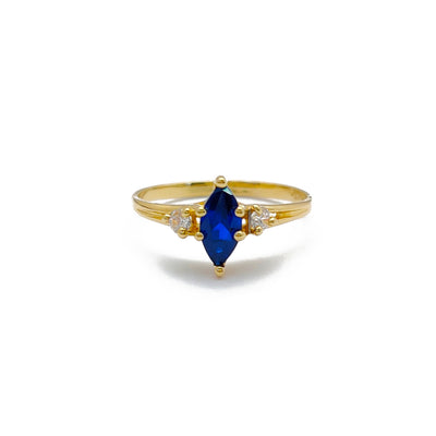 Blue Marquise Solitaire Ring (14K) Lucky Diamond New York