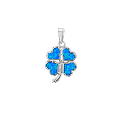 Blue Opal Four-Clover Pendant (Silver) Lucky Diamond New York