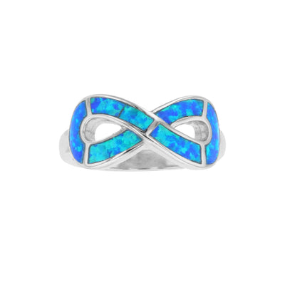 Blue Opal Infinity Symbol Ring (Silver) Lucky Diamond New York