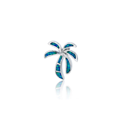 Blue Opal Palm Tree Pendant (Silver) Lucky Diamond New York