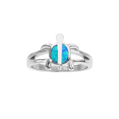 Blue Opal Shell Turtle Ring (Silver) Lucky Diamond New York