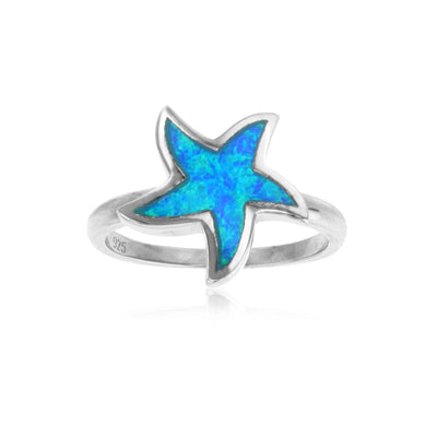 Blue Opal Starfish Ring (Silver) Lucky Diamond New York