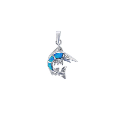 Blue Opal Swordfish Pendant (Silver) Lucky Diamond New York