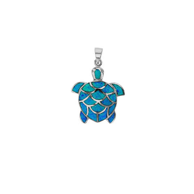Blue Opal Turtle Pendant (Silver) Lucky Diamond New York