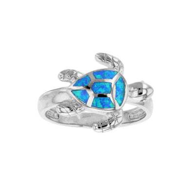Blue Opal Turtle Ring (Silver) Lucky Diamond New York