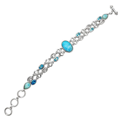 Blue Opal & Zirconia Fancy Lady Bracelet (Silver) Lucky Diamond New York