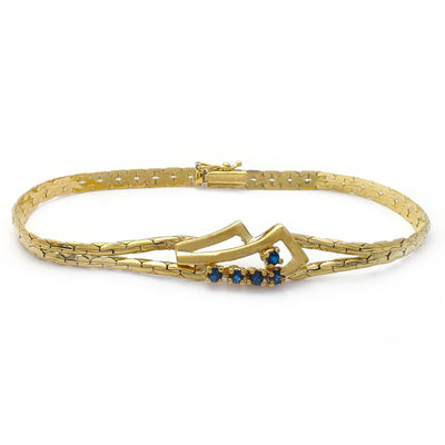Blue Sapphire Outline Fancy Bracelet (14K) Lucky Diamond New York