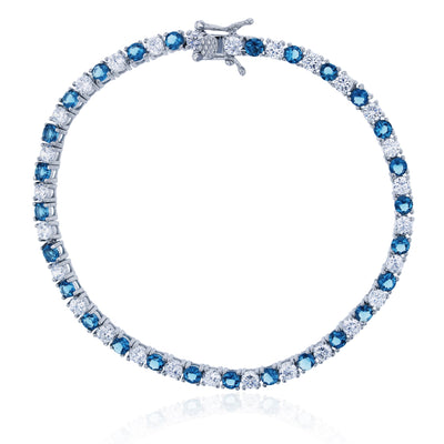 Blue & White Tennis Bracelet (Silver) Lucky Diamond New York