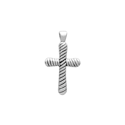 Braided Puffy Cross Pendant (Silver) Lucky Diamond New York