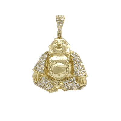 Buddha CZ Pendant (14K) 14 Karat Yellow Gold, Cubic Zirconia, Lucky Diamond New York