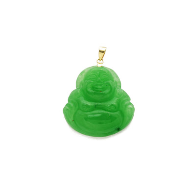 Buddha Jade Pendant (14K) 14 Karat Yellow Gold, Lucky Diamond New York