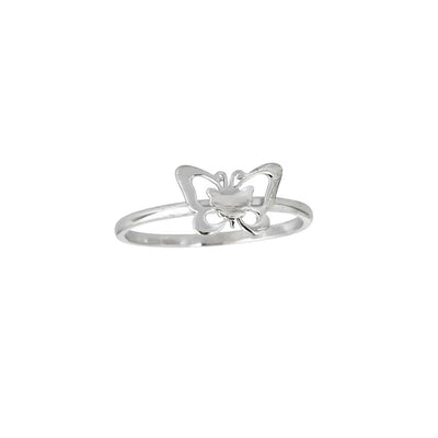Butteryfly Silhouette Solitaire Ring (Silver) Lucky Diamond New York