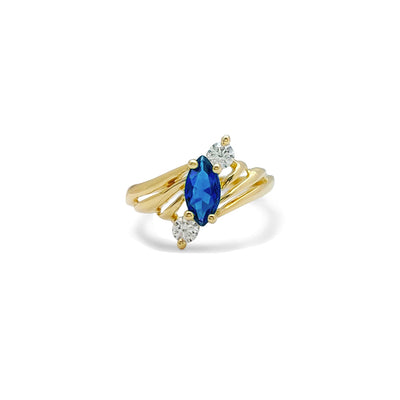 Bypass Blue Marquise Ring (14K) Lucky Diamond New York