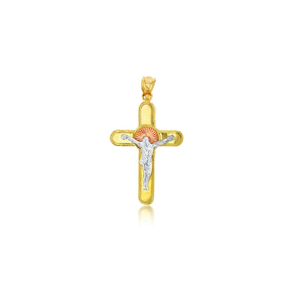 Tricolor Cross Pendant (14K) - Lucky Diamond