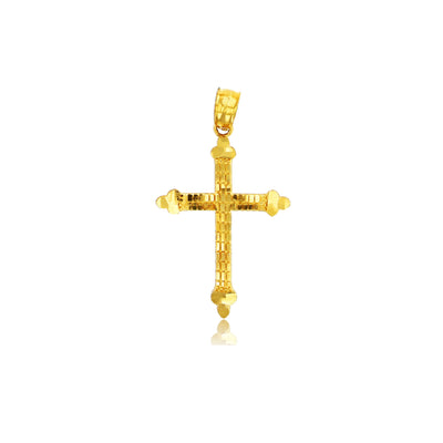 Yellow Gold Texture Cross Pendant (14K) - Lucky Diamond